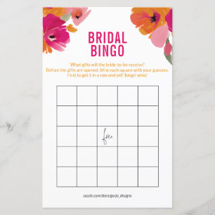 Elegant Floral Bridal Bingo Cards Bridal Shower