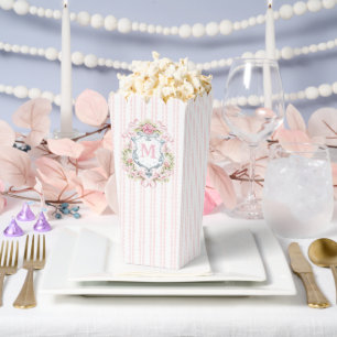 Elegant Floral Bridal Crest PopCorn Favour Box