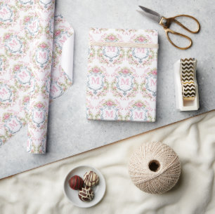 Elegant Floral Bridal Crest Wrapping Paper