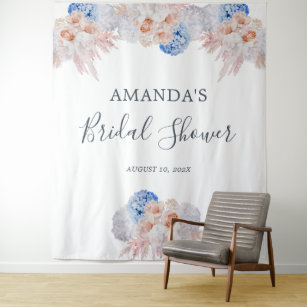 Elegant Floral Bridal Shower Backdrop Photo booth Tapestry