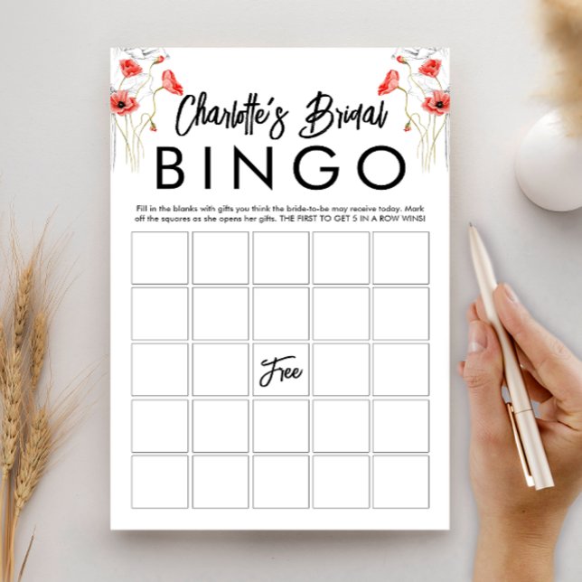 Elegant Floral Bridal Shower Bingo Game Card (Creator Uploaded)