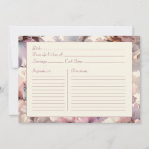 Elegant Floral Bridal Shower Blush Recipe Card