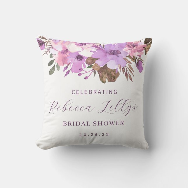 Elegant Floral Bridal Shower Cushion (Front)