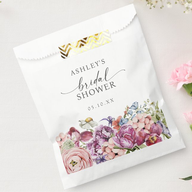 Elegant Floral Bridal Shower Favour Bag (Elegant Floral Jewel Tone Bridal Shower Favor Bag by Painted Paperie
)