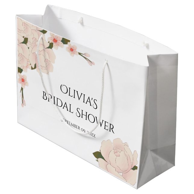 Elegant Floral Bridal Shower Favours Large Gift Ba Bag (Back Angled)