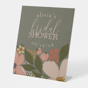 Elegant Floral Bridal Shower Gift Tag Pedestal Sign