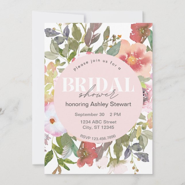 Elegant Floral Bridal Shower Invitation (Front)