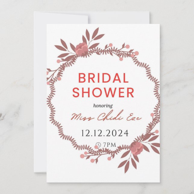 Elegant Floral Bridal Shower invitation (Front)