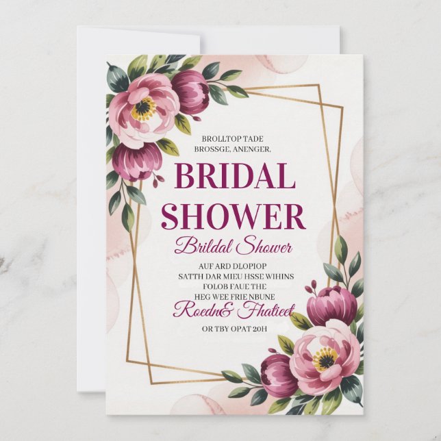 Elegant Floral Bridal Shower Invitation (Front)