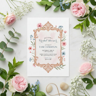 Elegant Floral Bridal Shower Invitation Frame
