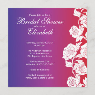 Elegant Floral Bridal Shower Invitation purple