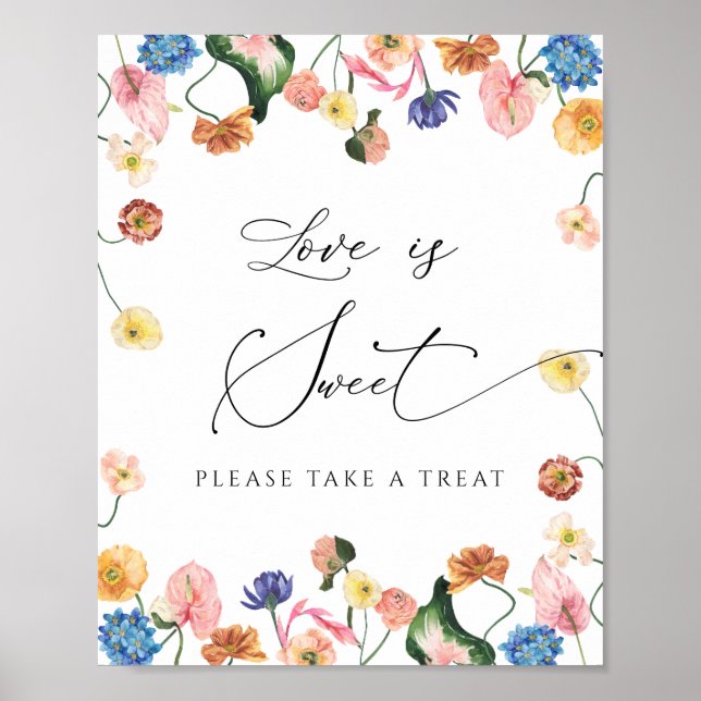 Elegant Floral Bridal Shower Love is Sweet Poster (Front)