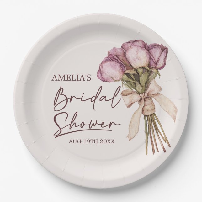 Elegant Floral Bridal Shower  Paper Plate (Front)