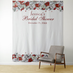 Elegant  Floral Bridal Shower Photo Booth Backdrop Tapestry