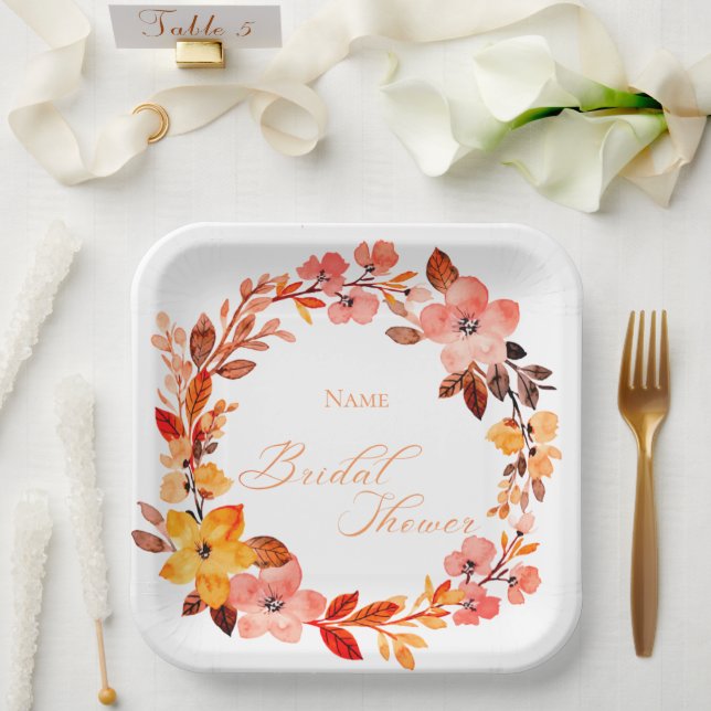 Elegant Floral Bridal Shower Plates (Wedding)