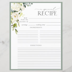 Elegant Floral Bridal Shower Recipe Binder Page