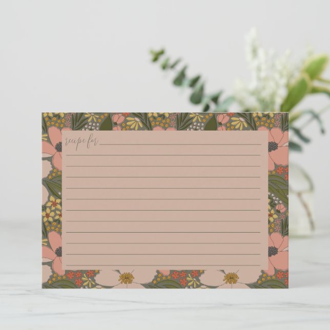 Elegant Floral Bridal Shower Recipe Card (Standing Front)