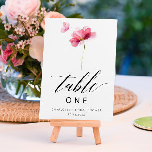Elegant Floral Bridal Shower Table Number