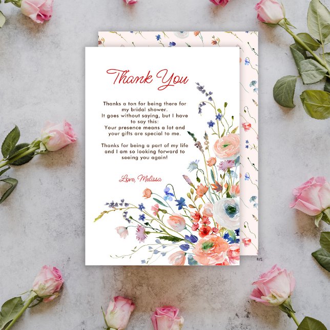 Elegant Floral Bridal Shower Thank You Card (Creator Uploaded)