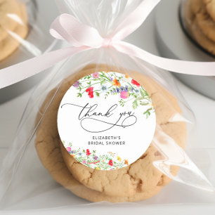 Elegant Floral Bridal Shower Thank You Classic Round Sticker
