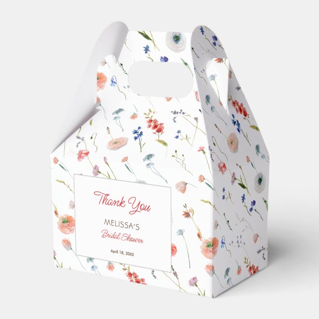 Elegant Floral Bridal Shower Thank You Favour Box (Front Side)