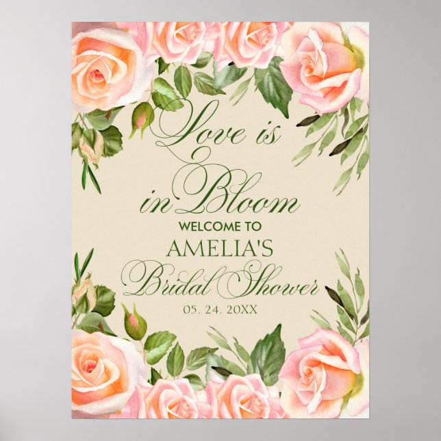 Elegant Floral Bridal Shower Welcome Sign (Front)