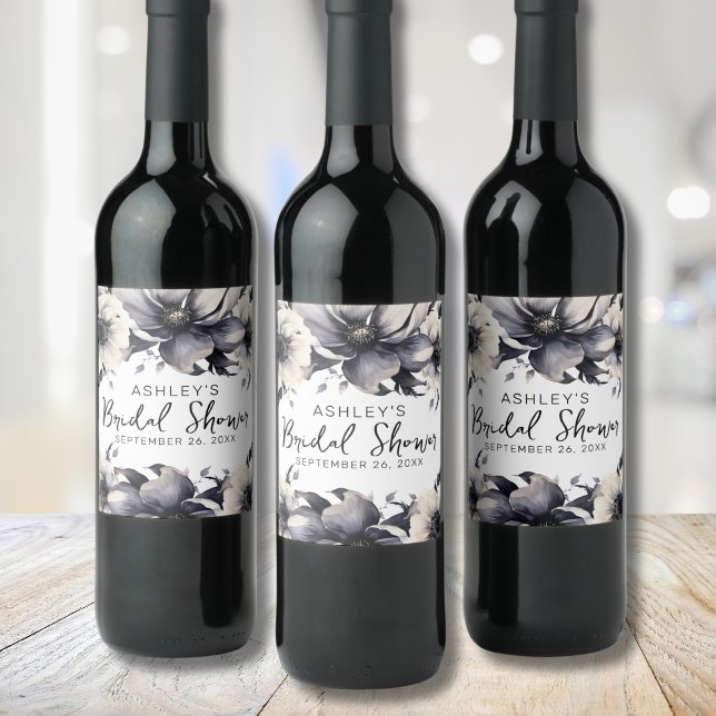 Elegant Floral Bridal Shower Wine Label (Elegant Floral Bridal Shower Wine Label)