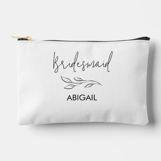 Elegant floral Bridesmaid Name Accessory Pouch (Front)