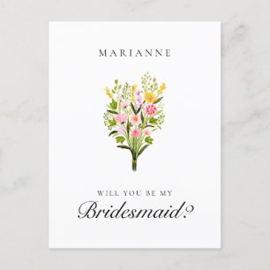Elegant Floral Bridesmaid Proposal Postcard