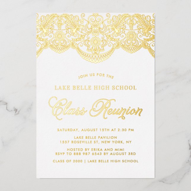 Elegant Floral Brocade Lace Class Reunion (Front)