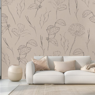 Elegant Floral Brown Wallpaper