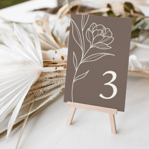 Elegant Floral Brown Wedding Table Number Cards