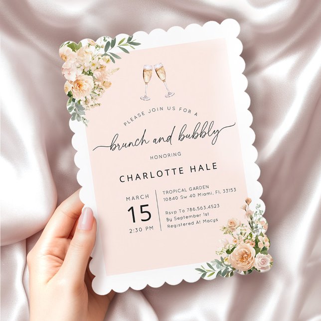 Elegant Floral Brunch and Bubbly invitations (Creator Uploaded)