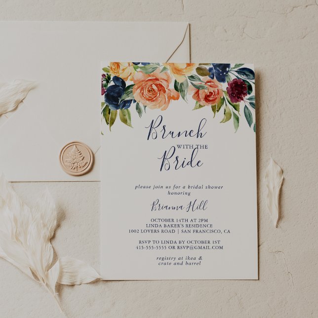Elegant Floral Brunch with the Bride Shower  Invitation (Creator Uploaded)