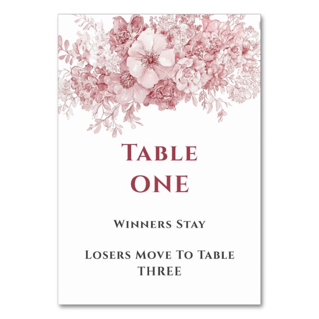 Elegant Floral Bunco Table One Number (Front)