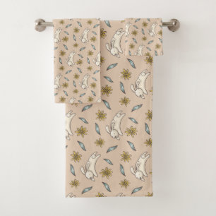 Elegant Floral Bunny Pattern Easter Towel Set