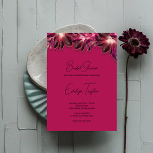 Elegant Floral Burgundy Bridal Shower  Invitation