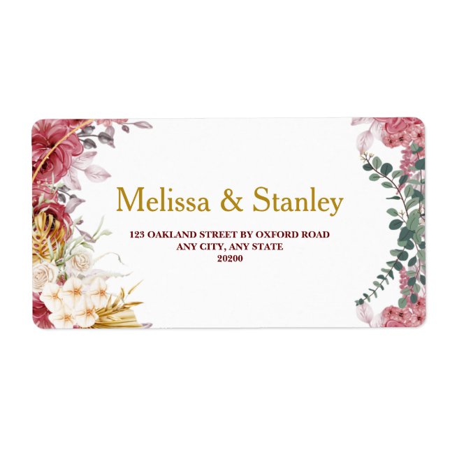 Elegant Floral Burgundy Gold Eucalyptus Wedding (Front)