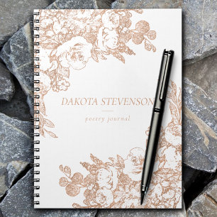 Elegant Floral   Burgundy Marsala Red Gold Wreath Notebook