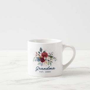 Elegant Floral Burgundy Mothers Day Grandma Espresso Cup