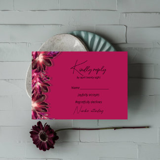 Elegant Floral Burgundy RSVP Card