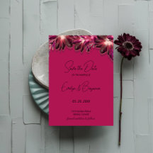 Elegant Floral Burgundy Save The Date