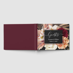 Elegant Floral Burgundy Wedding Guest Book