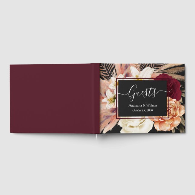 Elegant Floral Burgundy Wedding Guest Book (Full)