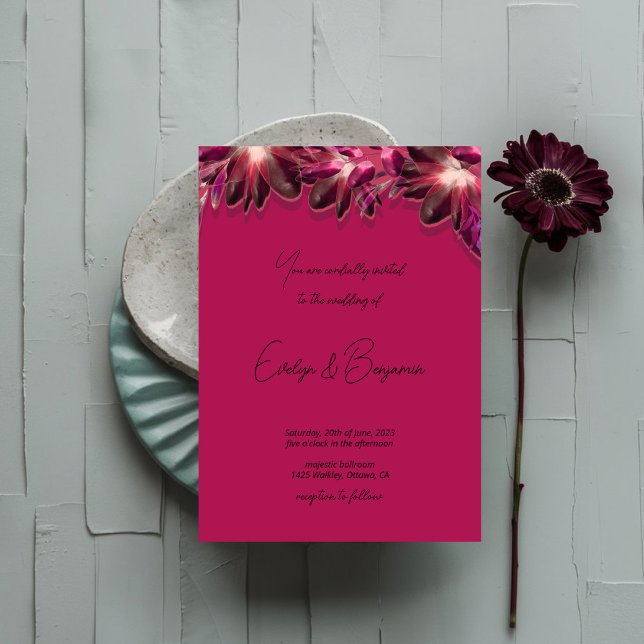 Elegant Floral Burgundy wedding  Invitation (Creator Uploaded)