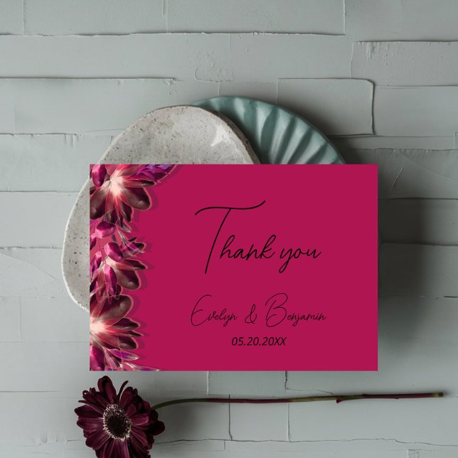 Elegant Floral Burgundy wedding   Thank You Card (Creator Uploaded)
