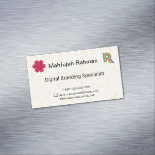 Elegant Floral Business Card Magnet