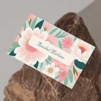 Elegant Floral Business Card with QR Code | DP7