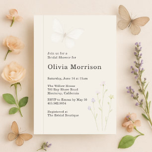 Elegant Floral Butterflies Bridal Shower Invitation