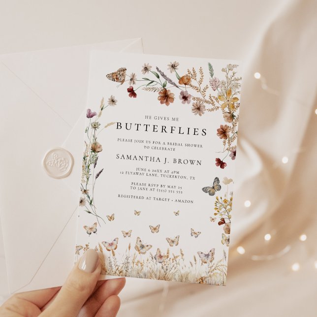 Elegant Floral Butterflies Bridal Shower Invitation (Creator Uploaded)